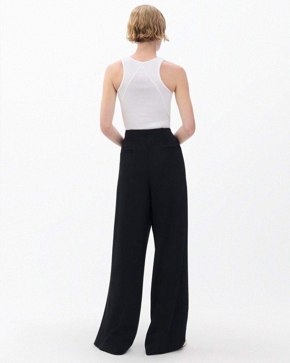 Irina Contrast-Stitch Pants - Black
