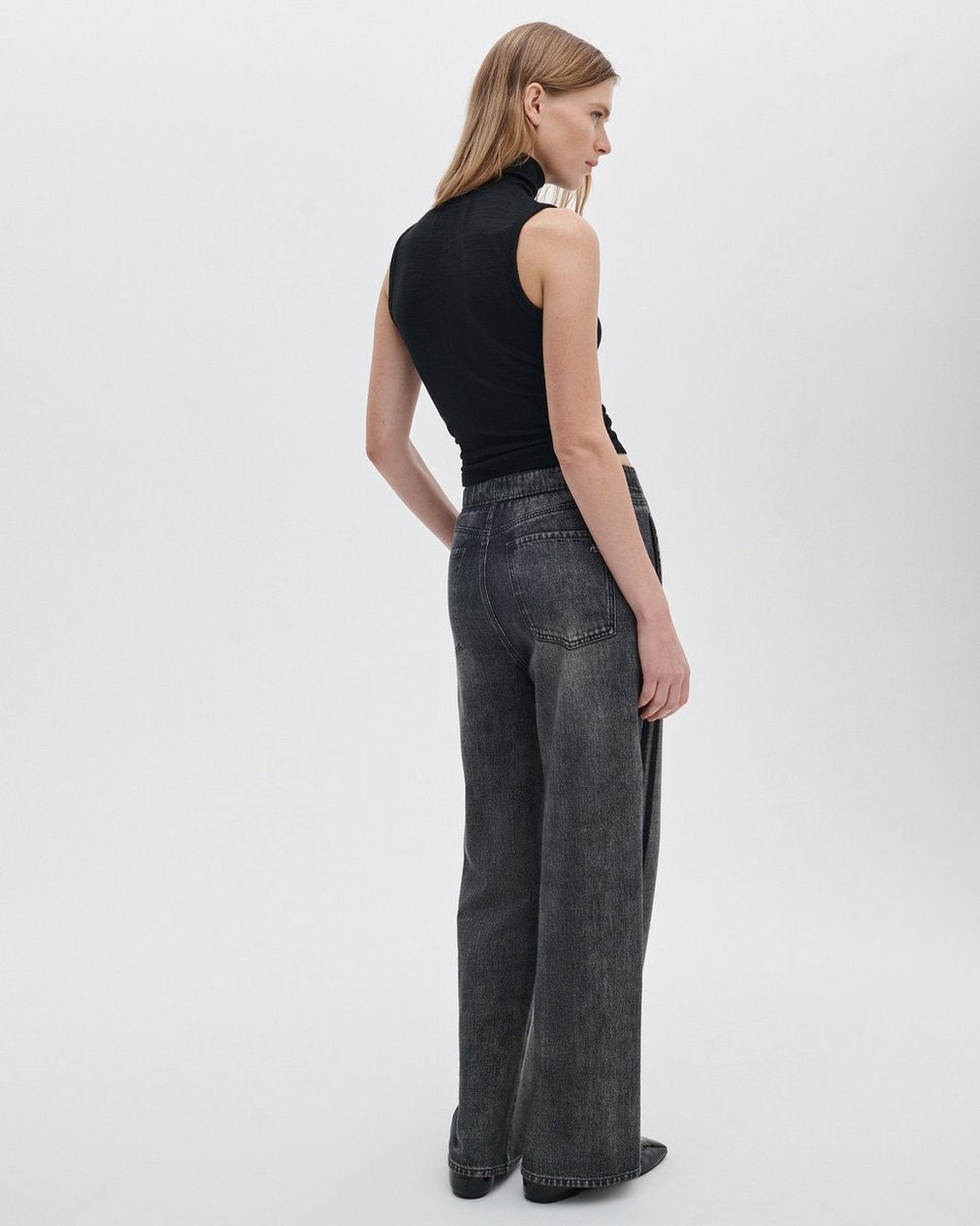 Miramar Wide-Leg Track Pants - Washed Black