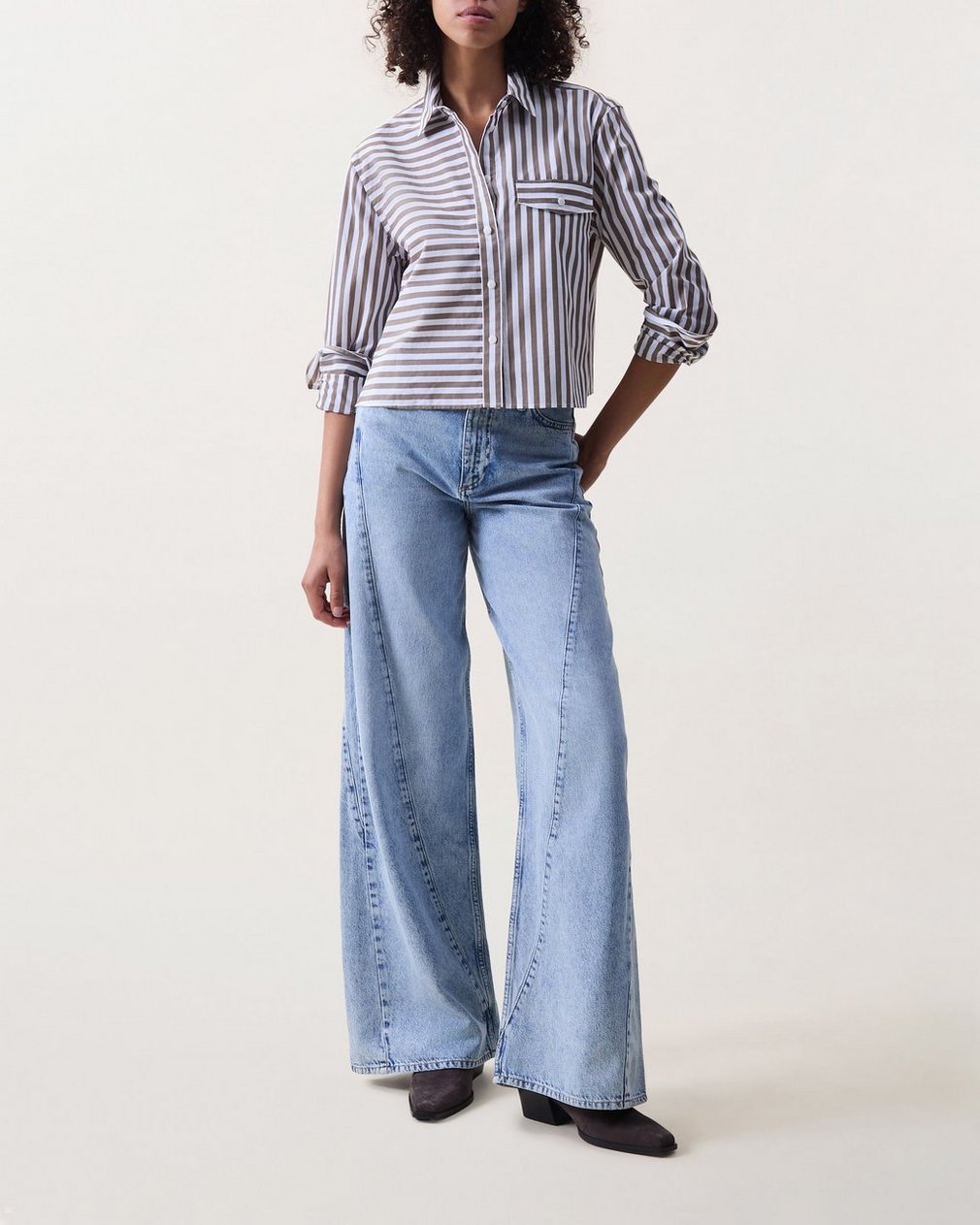 Serena Spliced Wide-Leg Jeans - Oconee