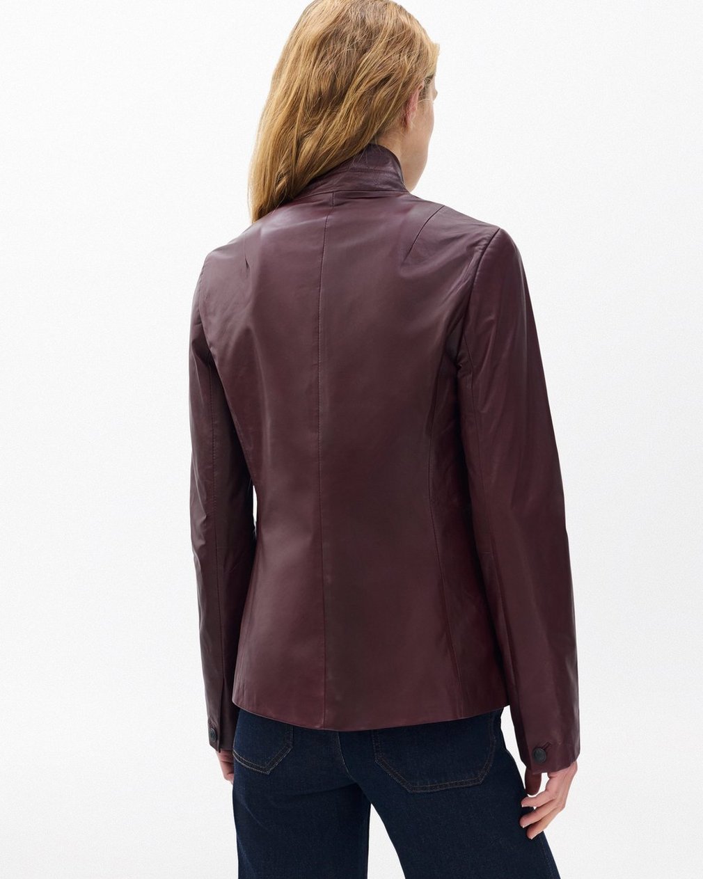 Slade Leather Blazer - Burgundy