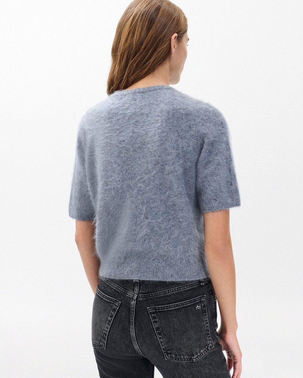 Jada Brushed Short-Sleeve Crewneck - Heather Grey