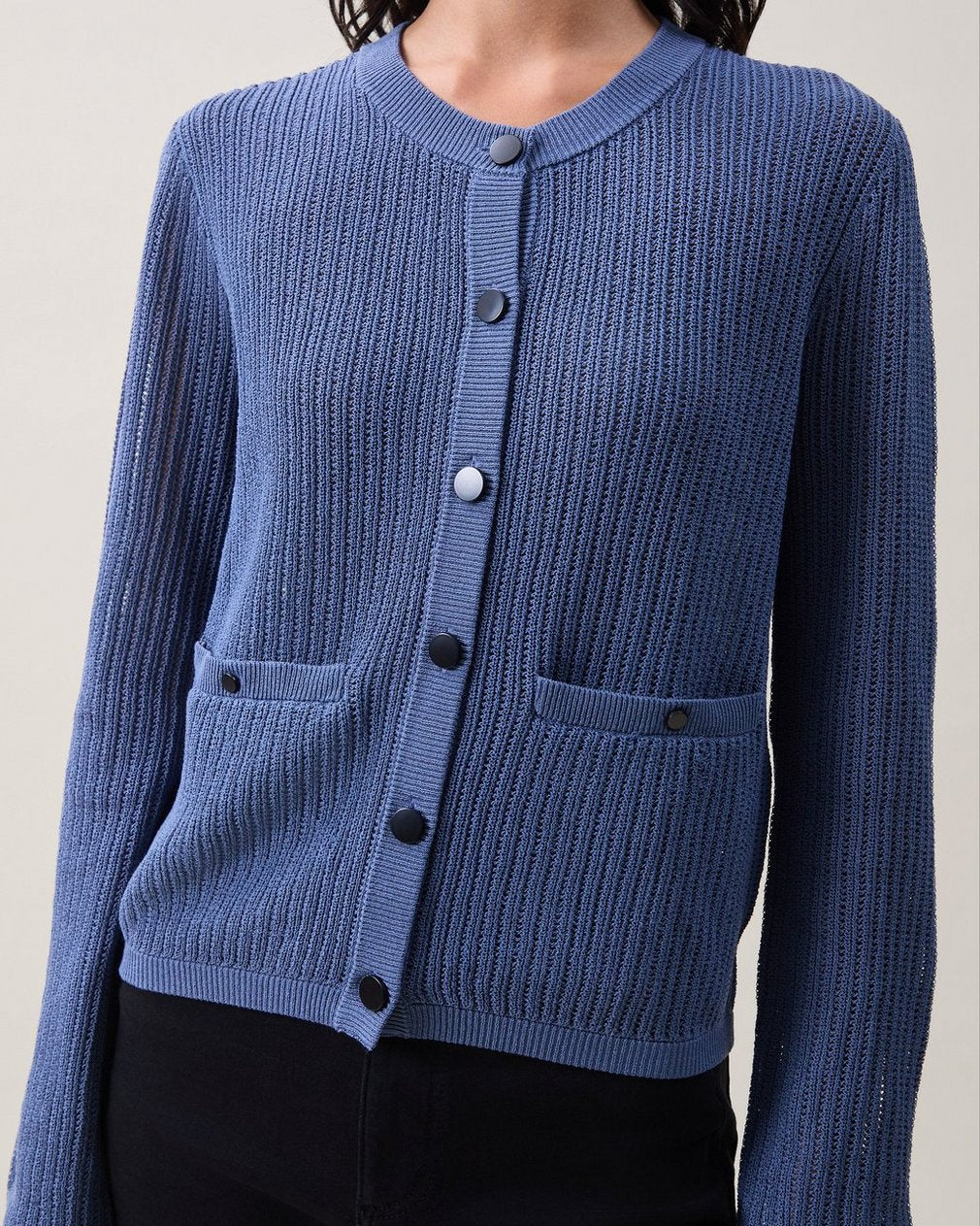 Vivi Open-Knit Cardigan - Worn Indigo