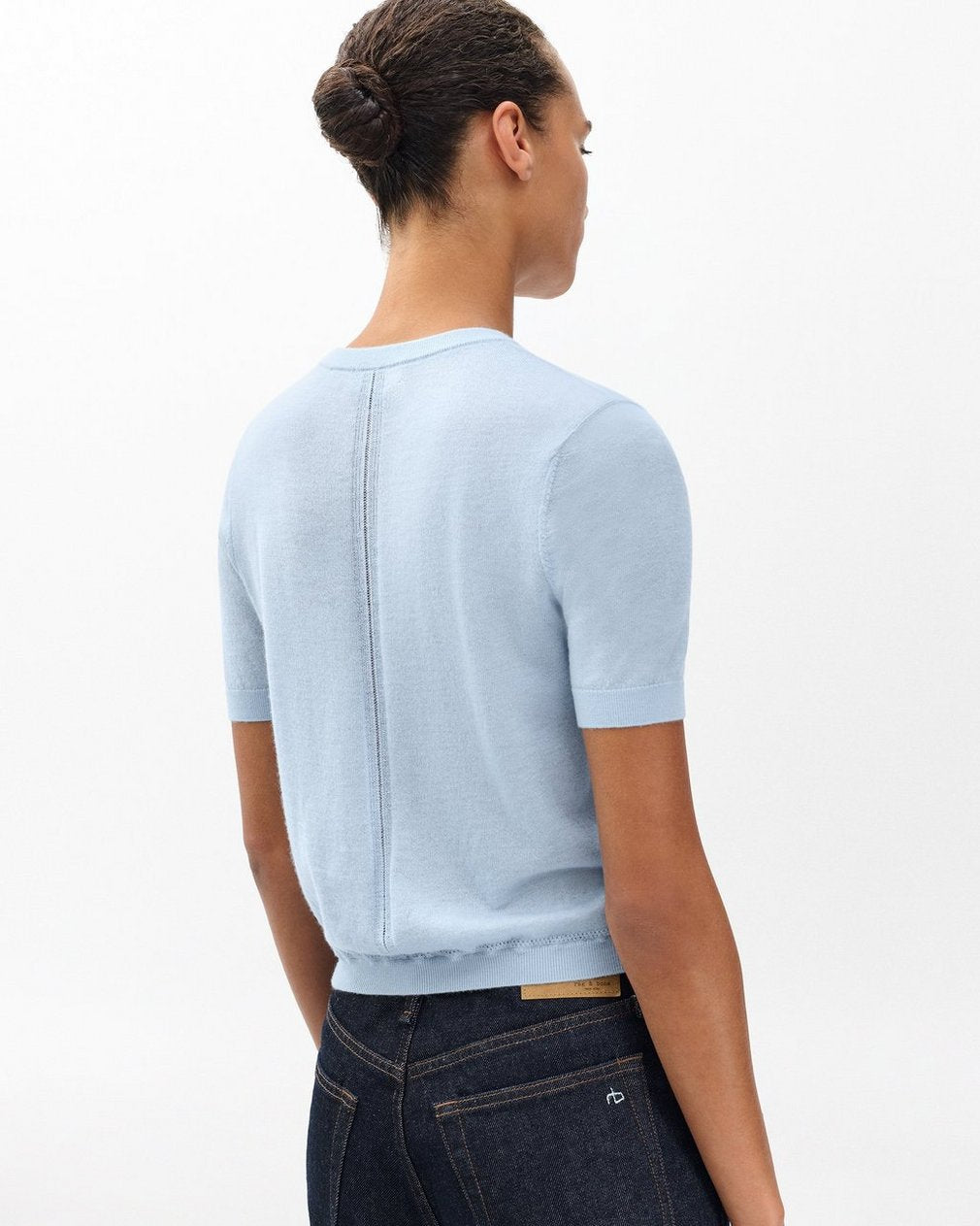 Adeline Lightweight Cashmere Tee - Light Blue