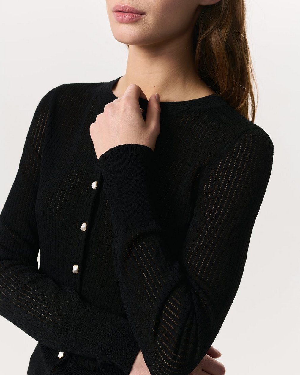 Molly Open-Knit Cardigan - Black