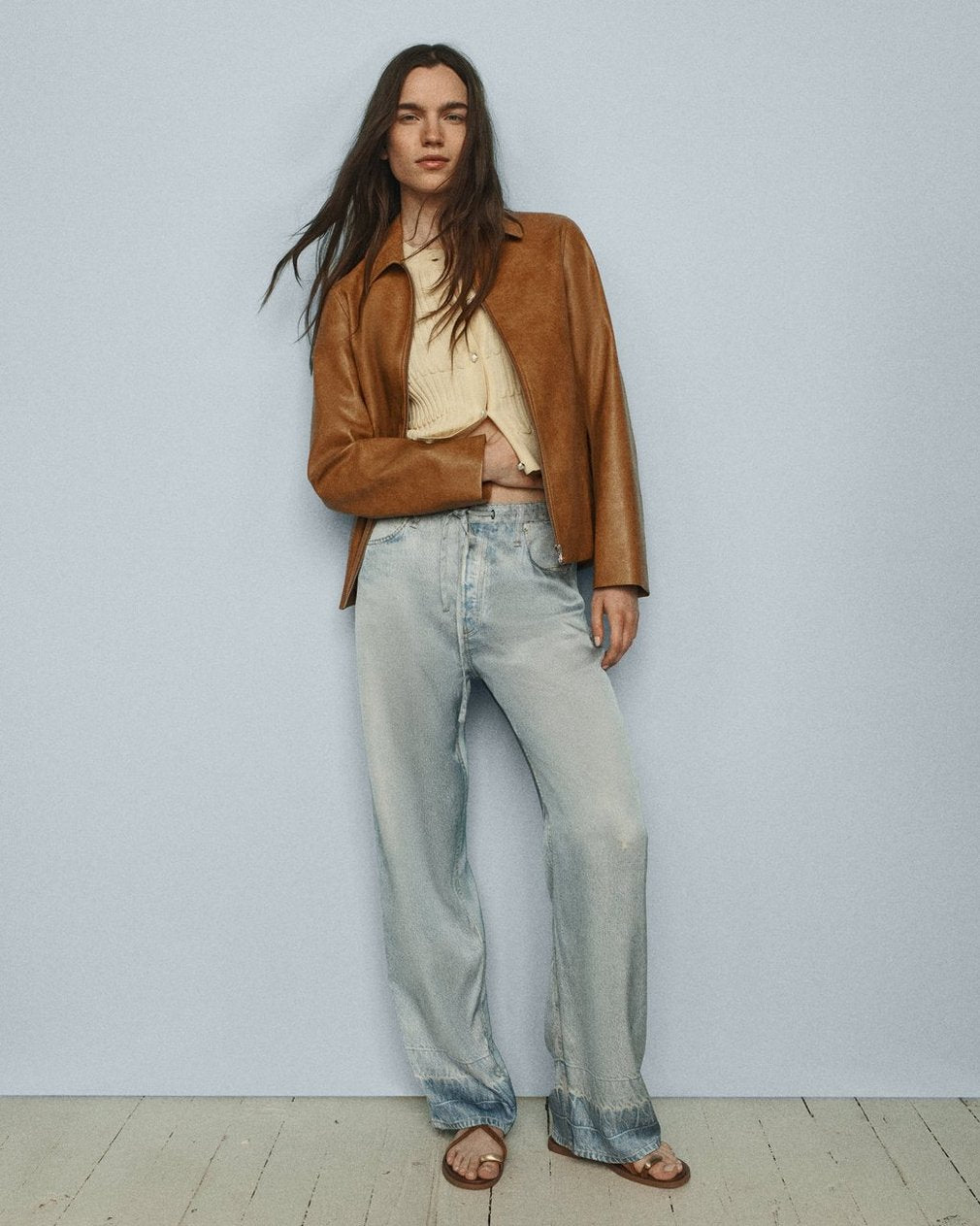 Jordie Faux Leather Jacket - Camel