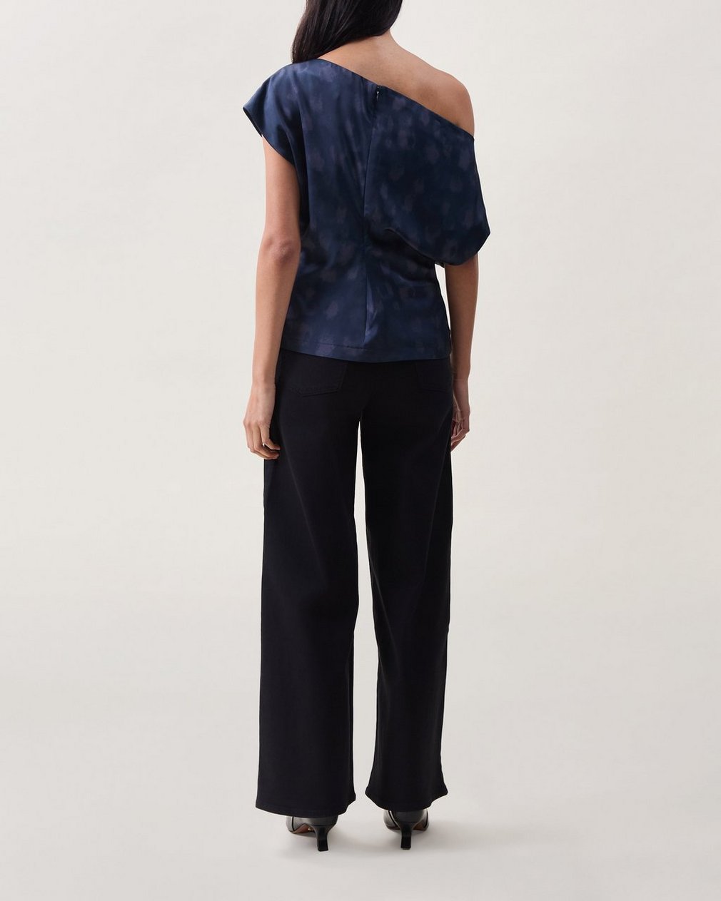 Evelyn Satin Top - Navy Leopard