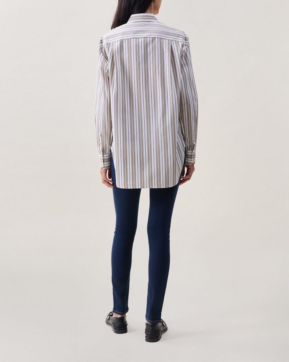 Monty Striped Poplin Shirt - Taupe Stripe