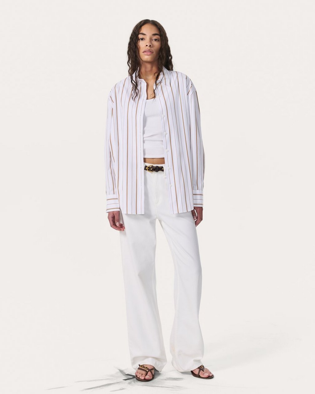 Jessica Striped Poplin Shirt - Brown Stripe