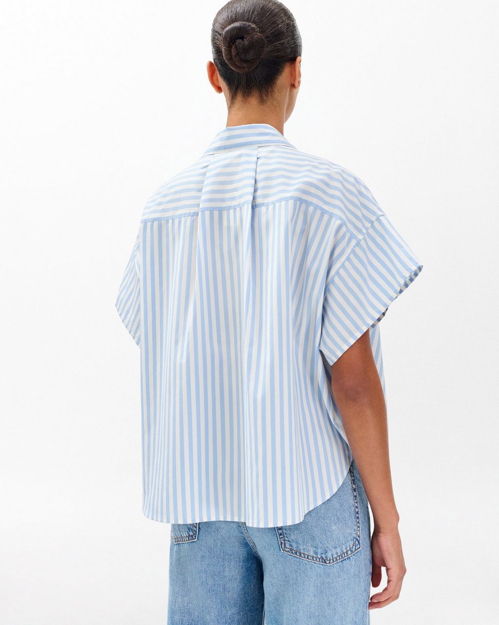 Martha Striped Short-Sleeve Shirt - Light Blue Stripe