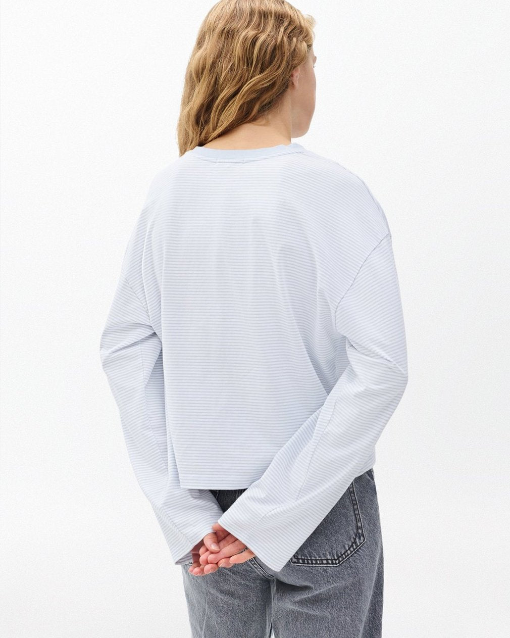Kelly Boxy Striped Long-Sleeve Tee - Light Blue Multi