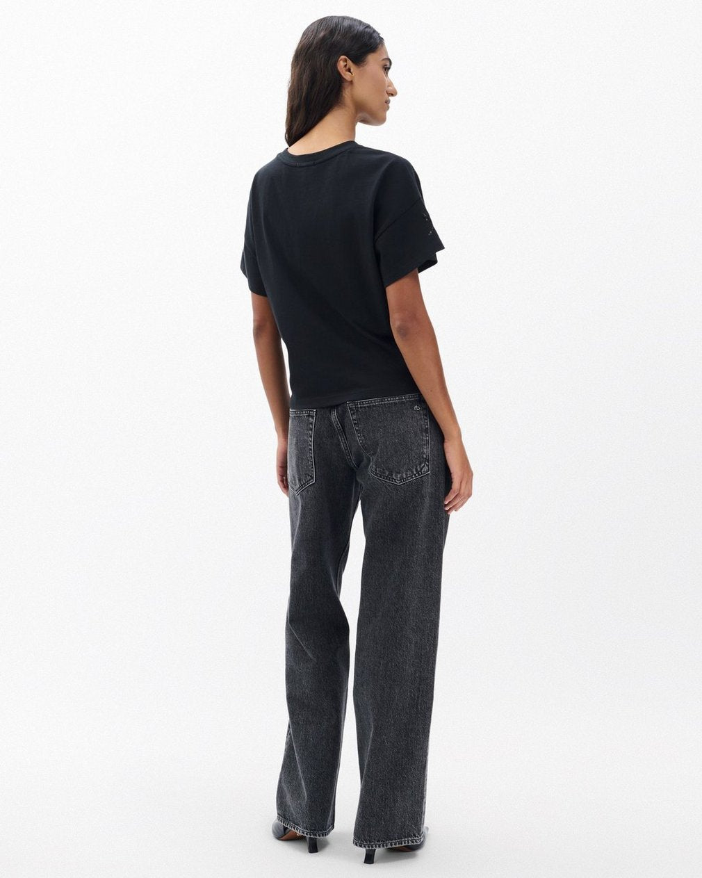 Kelly Boxy Beaded Floral Tee - Black
