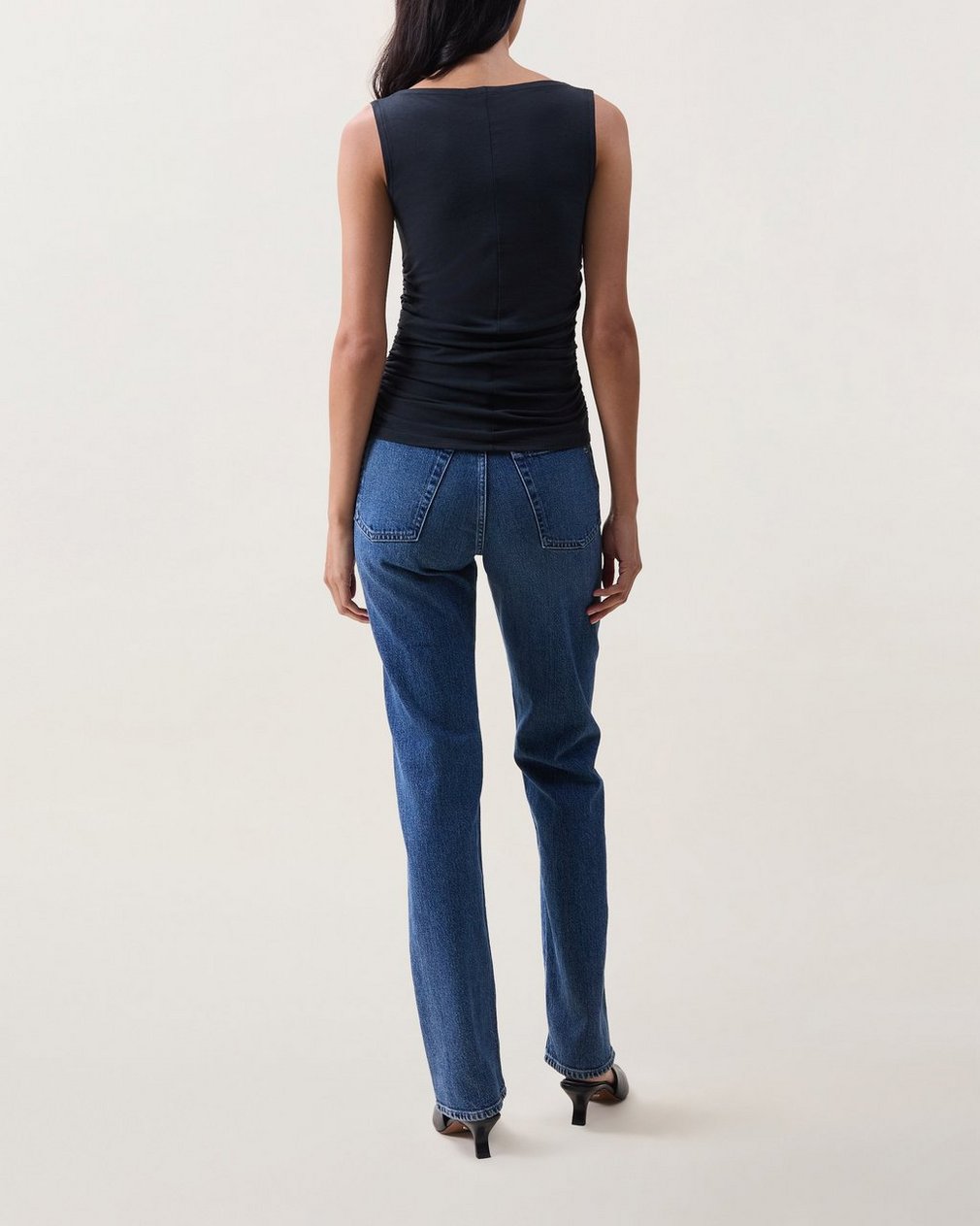 Lucy Ruched Tank Top - Black