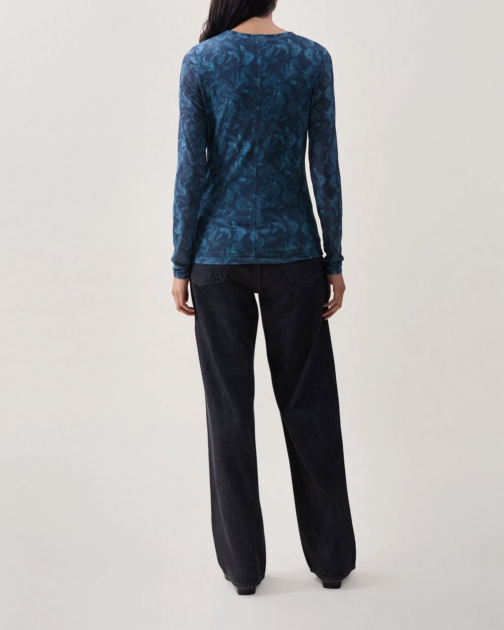 Aliyah Mesh Crewneck Top - Teal Multi