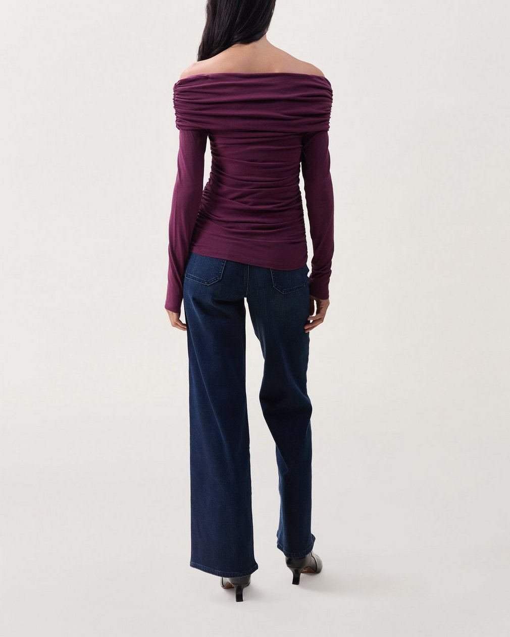 Lucy Off-Shoulder Ruched Top - Dark Berry