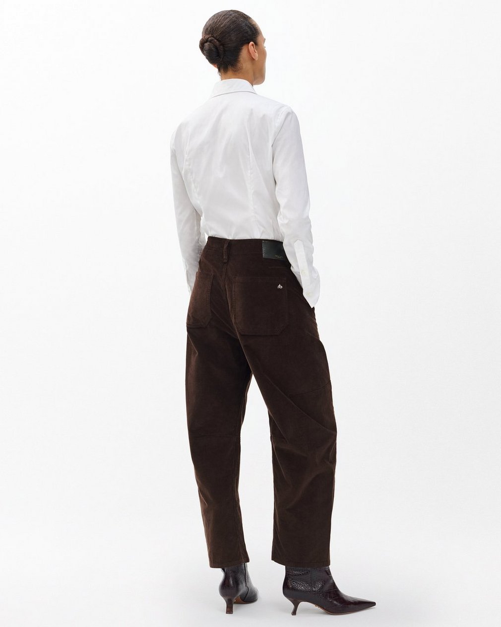 Charlie Ankle Barrel Corduroy Pants - Dark Brown