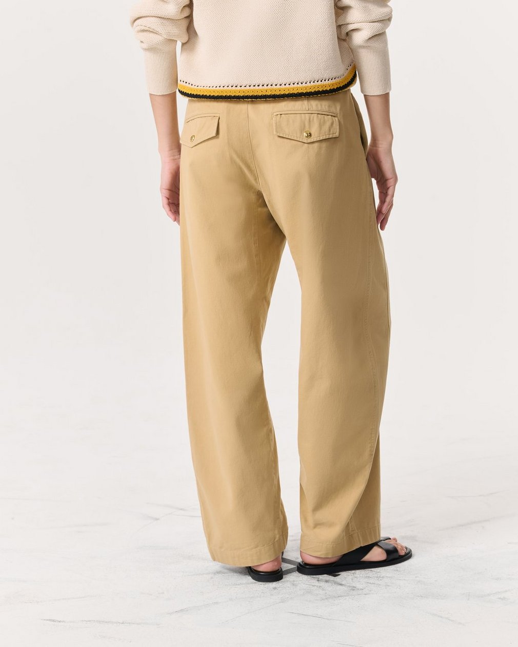 Renata Cotton Twill Utility Pants - Beige