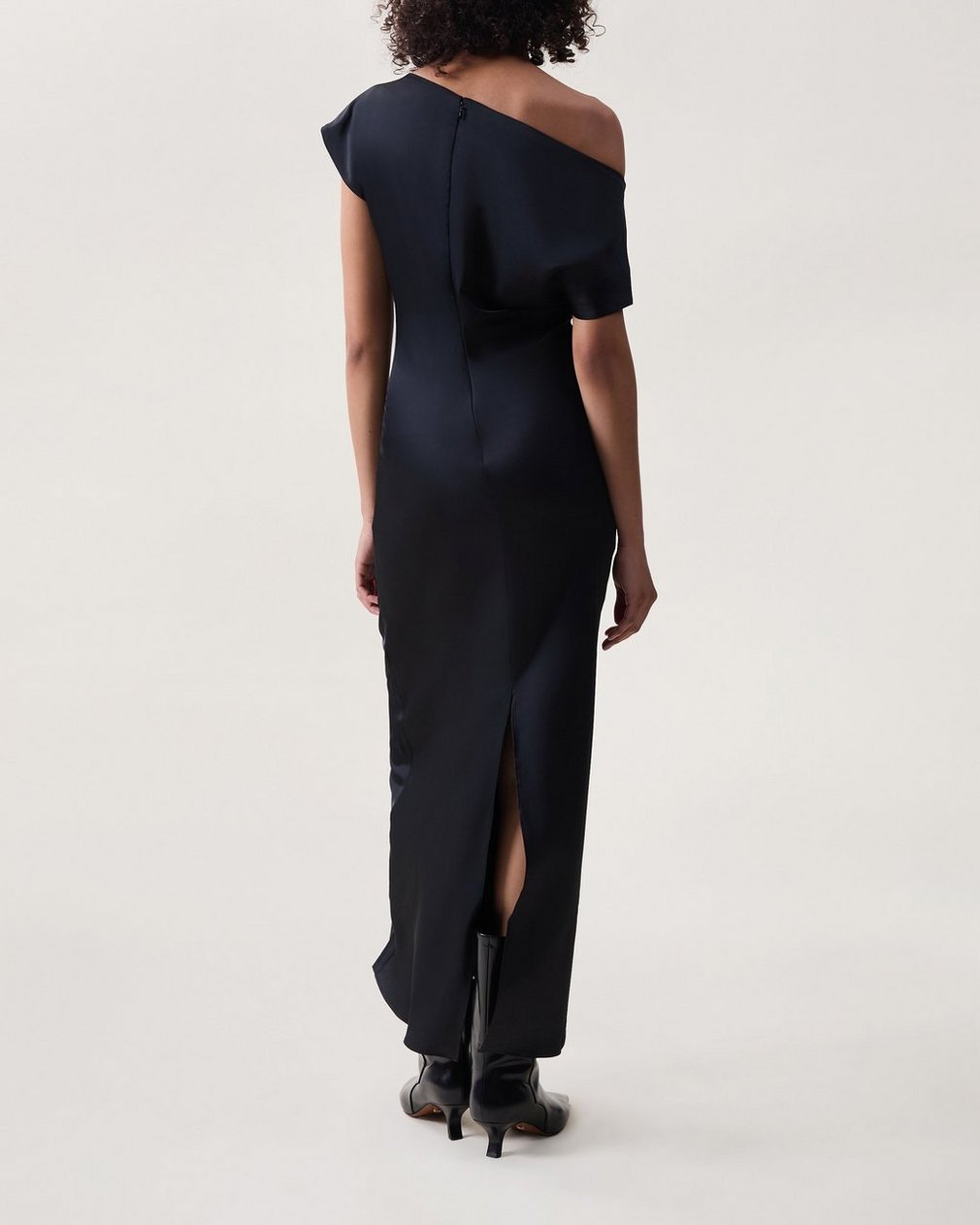 Evelyn Satin Dress - Black