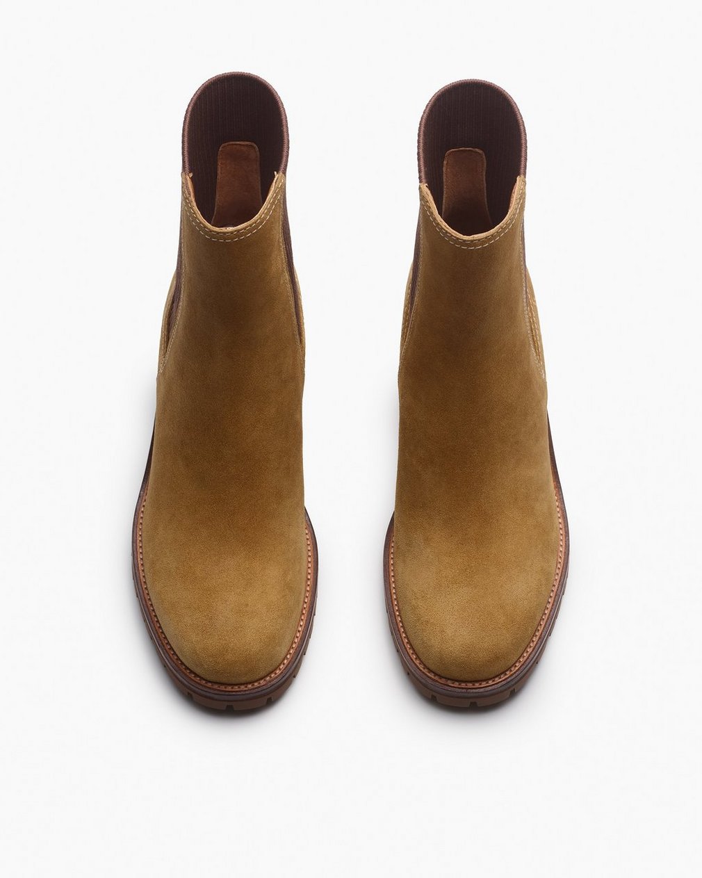 Corey Heeled Suede Chelsea Boots - Caramel Suede