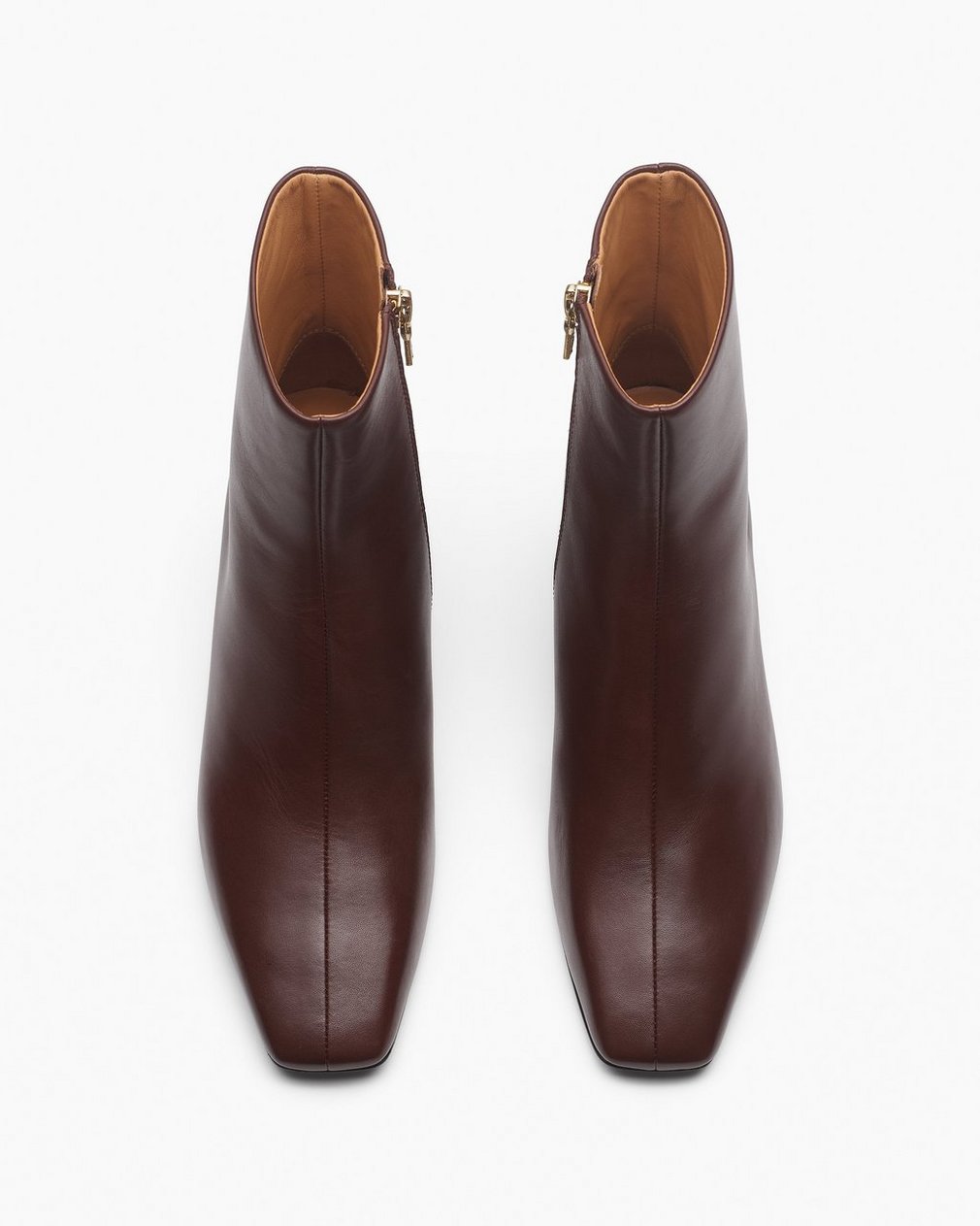 Avery Zip Leather Ankle Boots - Mocha