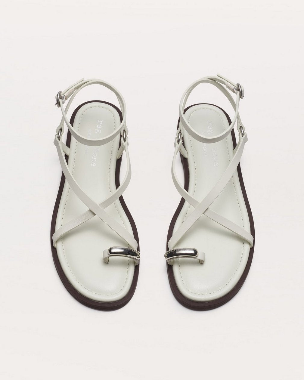 Geo Toe Ring Sandals - Antique White