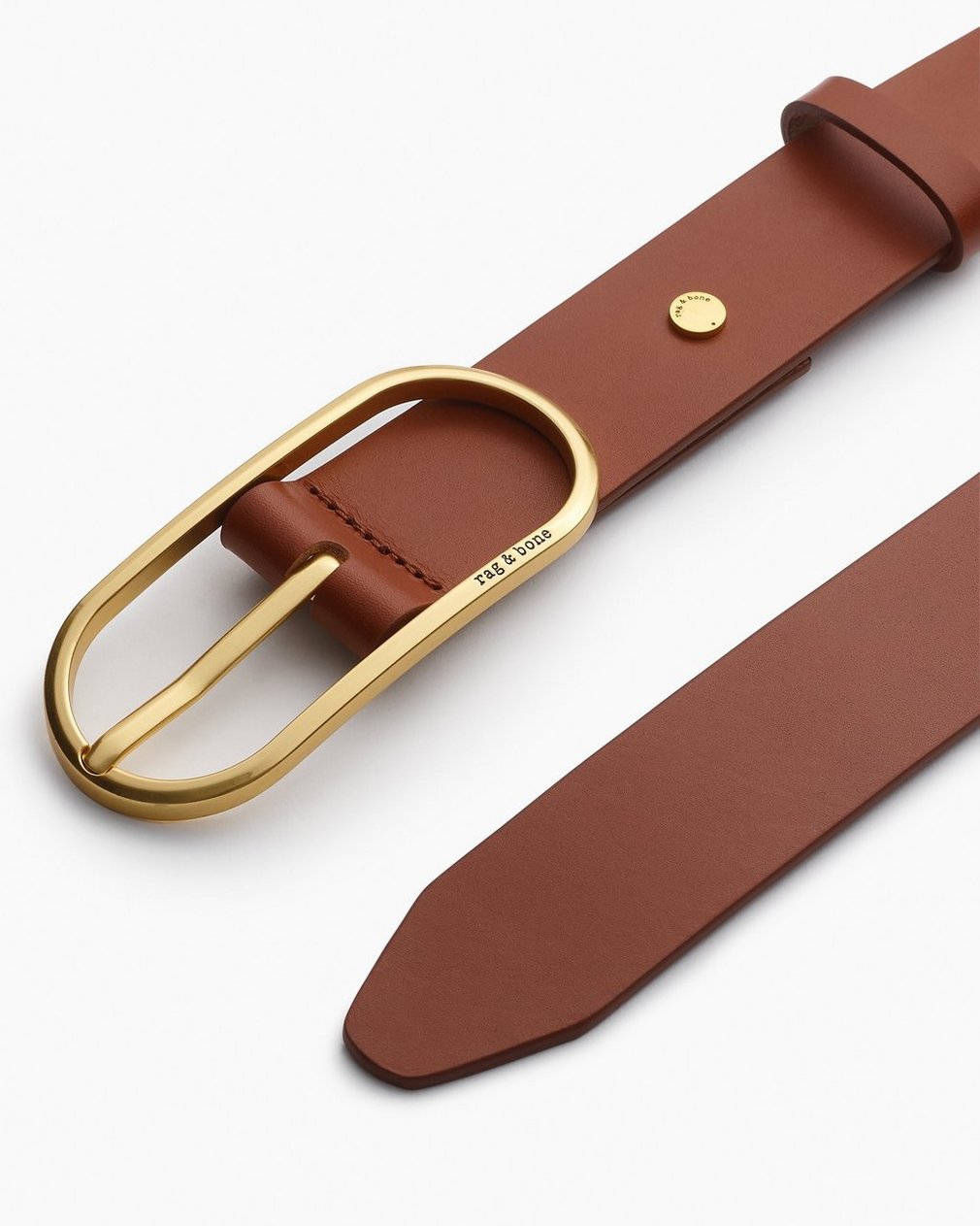 Rounded Rebound Leather Belt - Whiskey