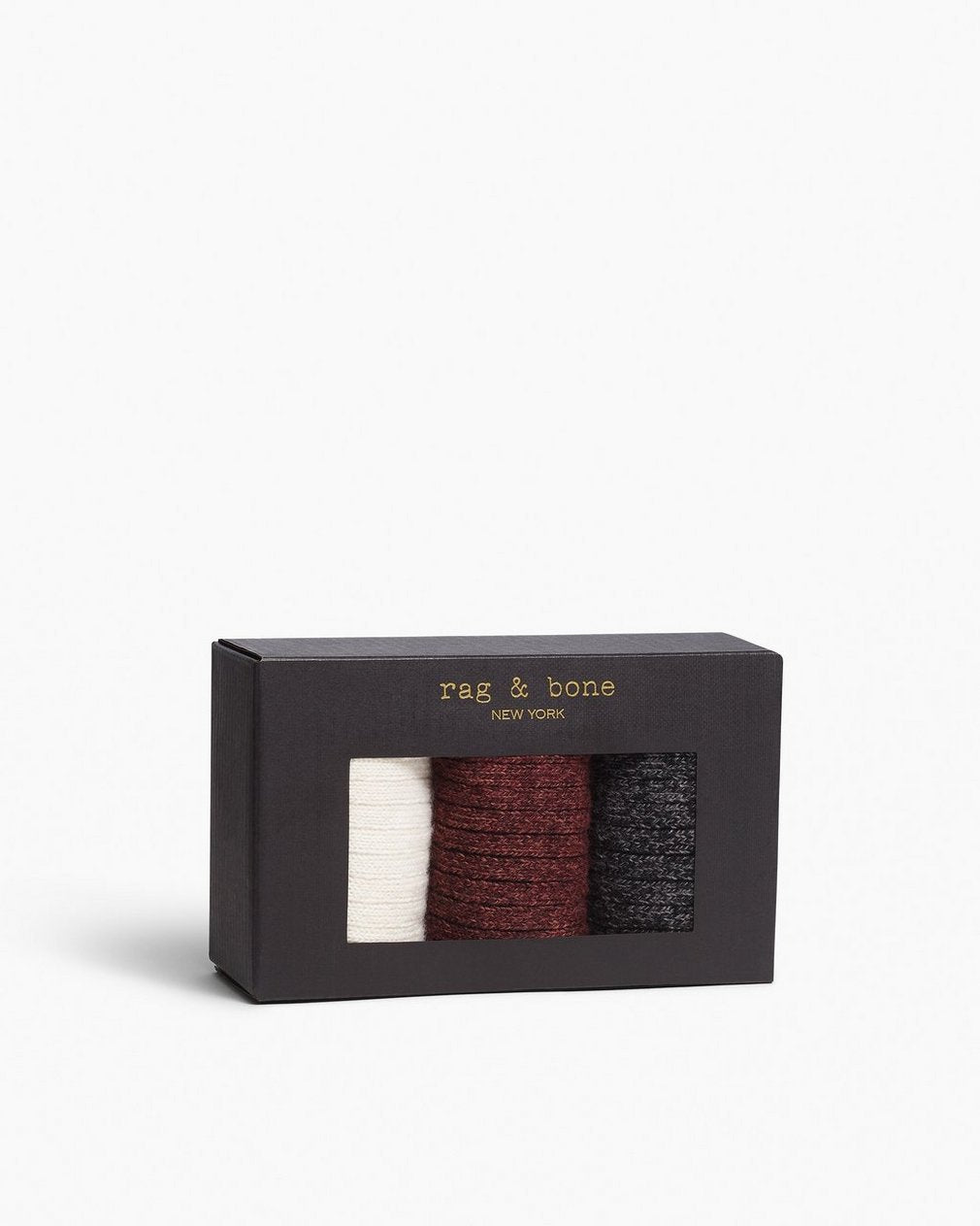 Three-Pack Hiking Socks - Black Bordeaux Ivory