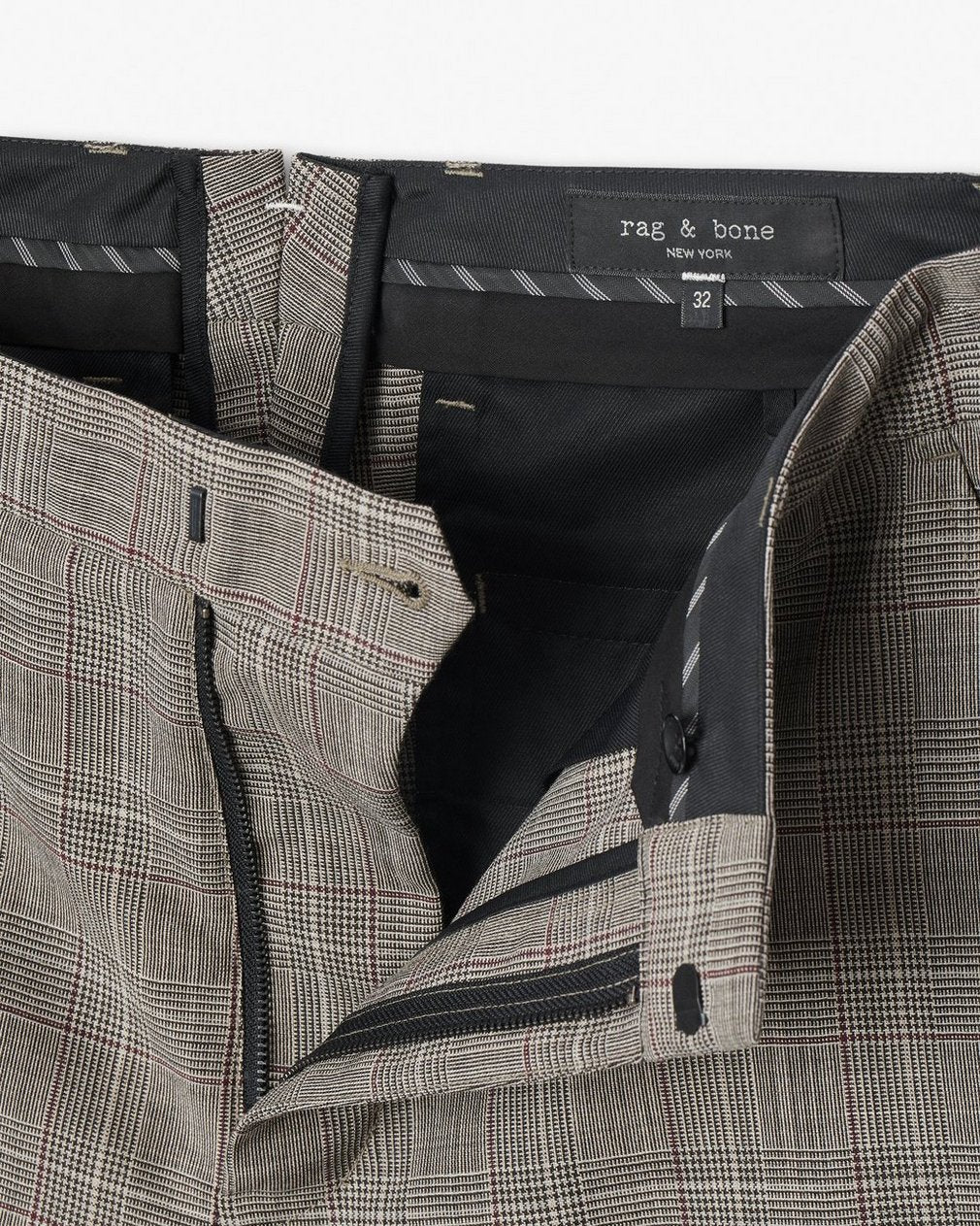 Evan Italian Plaid Wool Trousers - Grey Check