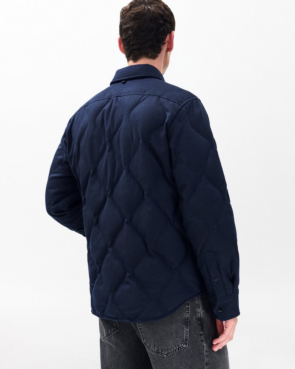 Dane Wool-Cashmere Quilted Shirt Jacket - Navy
