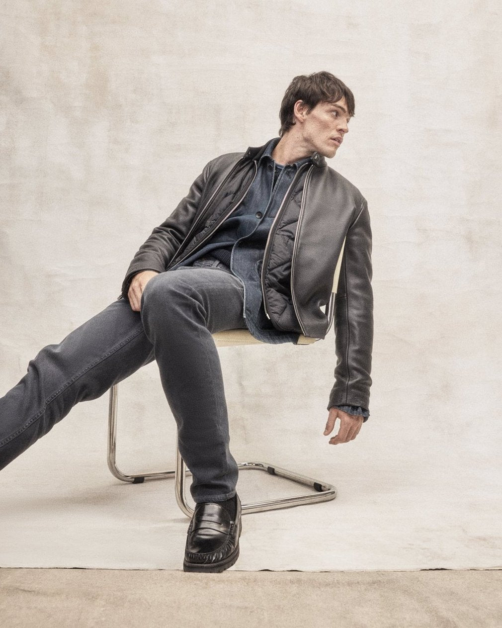 Café Racer Leather Jacket - Black