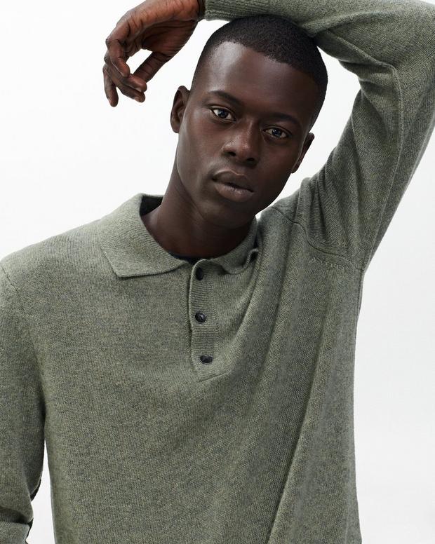 Declan Cashmere Polo Sweater - Army