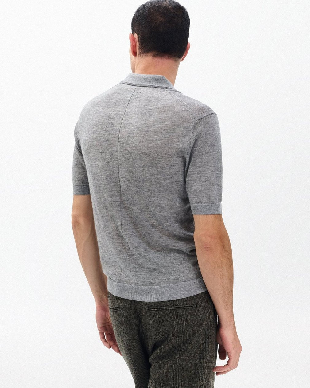Downing Lightweight Cashmere Polo - Heather Grey