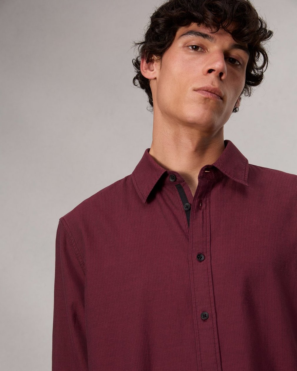 Finch Textured Striped Shirt - Red Stripe