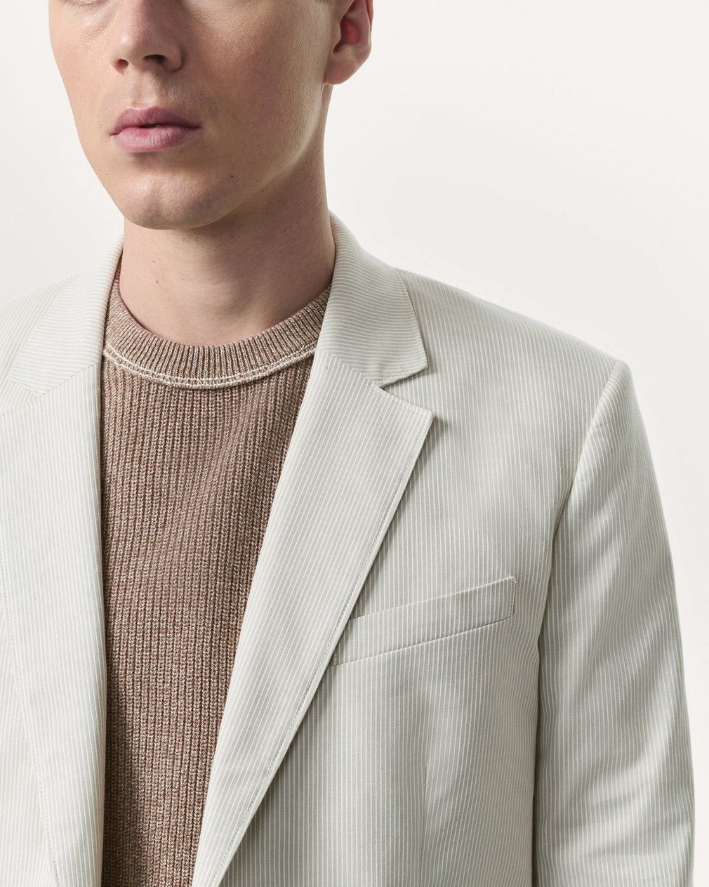 Butler Striped Stretch Cotton Blazer - Grey Stripe
