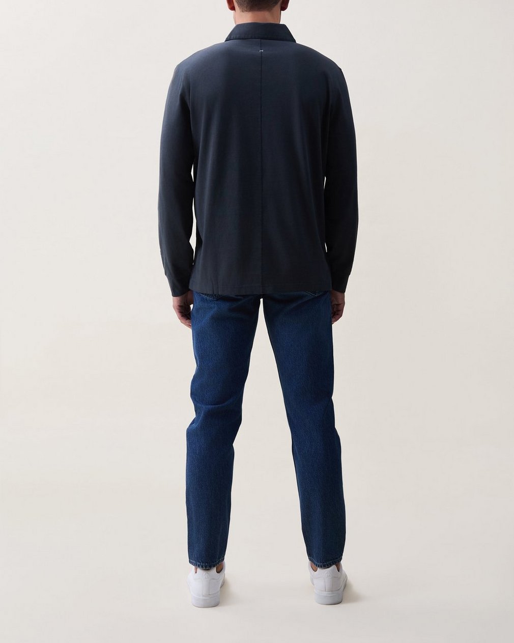 Tomas Washed Cotton Rugby Polo - Black
