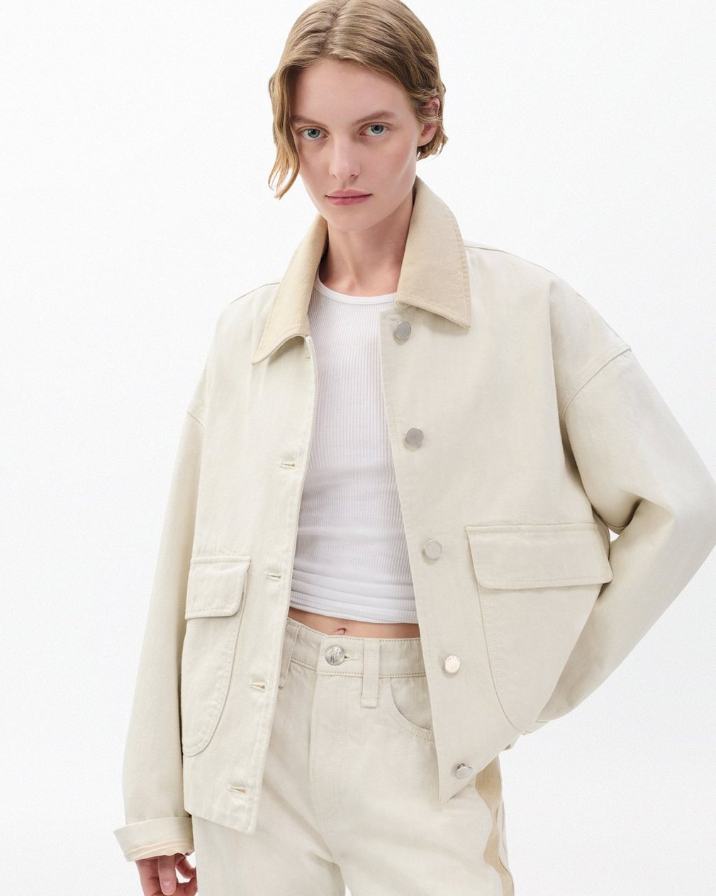 Natalia Denim Jacket - Two Tone Stone