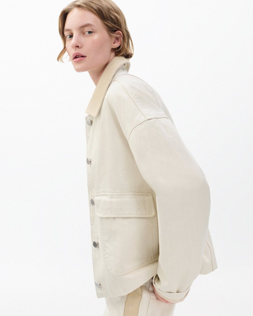 Natalia Denim Jacket - Two Tone Stone