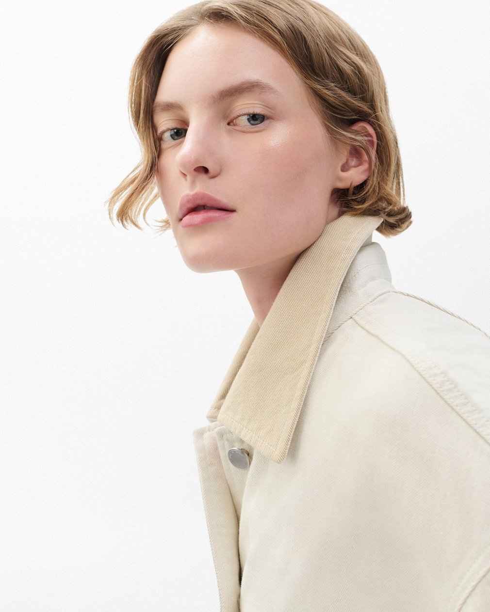 Natalia Denim Jacket - Two Tone Stone