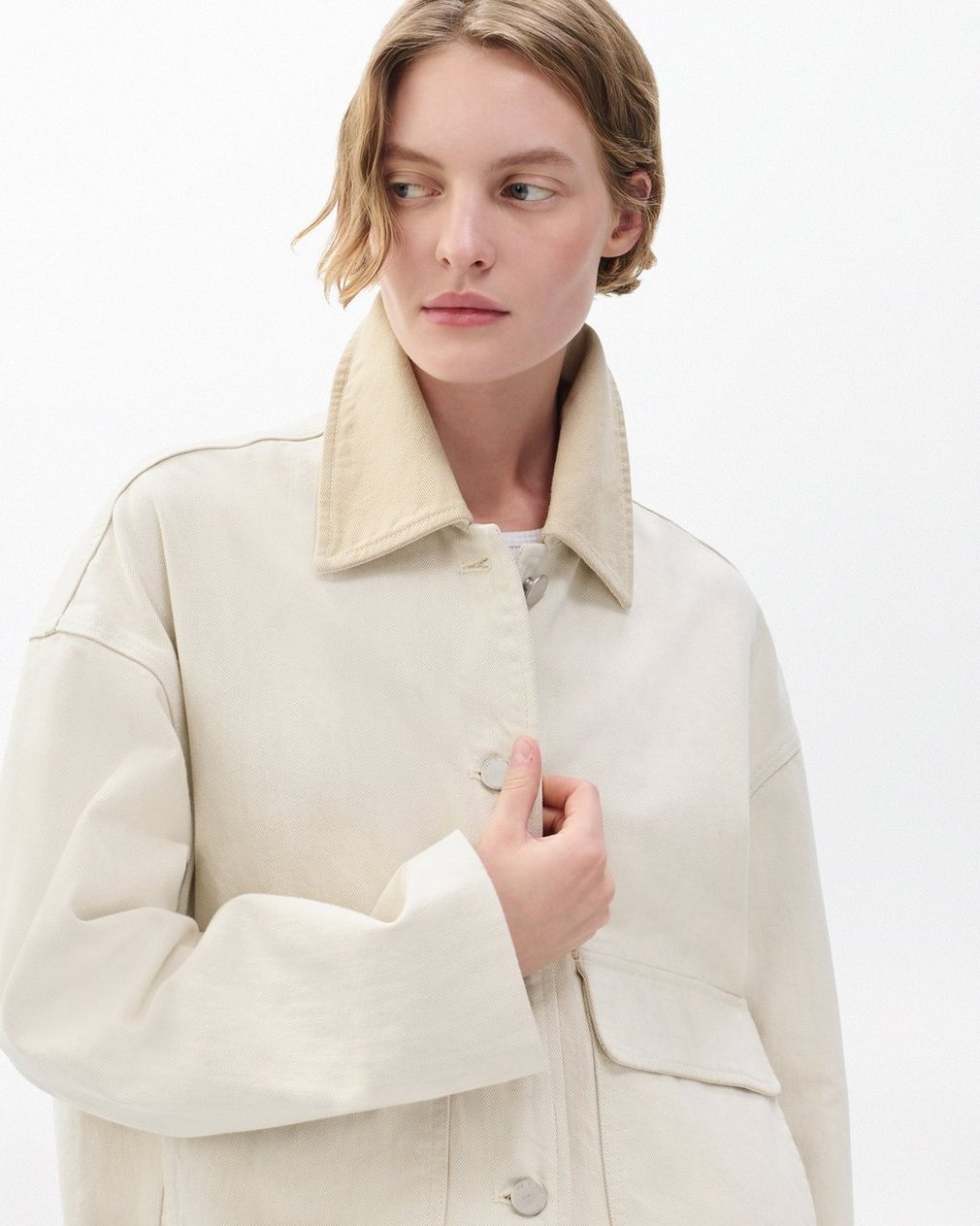 Natalia Denim Jacket - Two Tone Stone