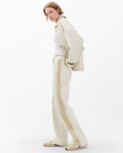 Logan Spliced Wide-Leg Jeans - Two Tone Stone