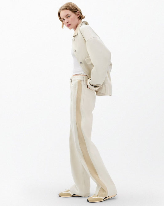 Logan Spliced Wide-Leg Jeans - Two Tone Stone