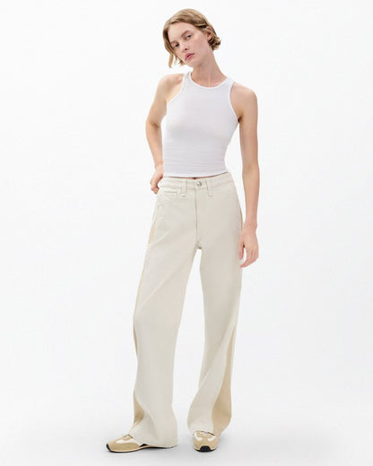 Logan Spliced Wide-Leg Jeans - Two Tone Stone