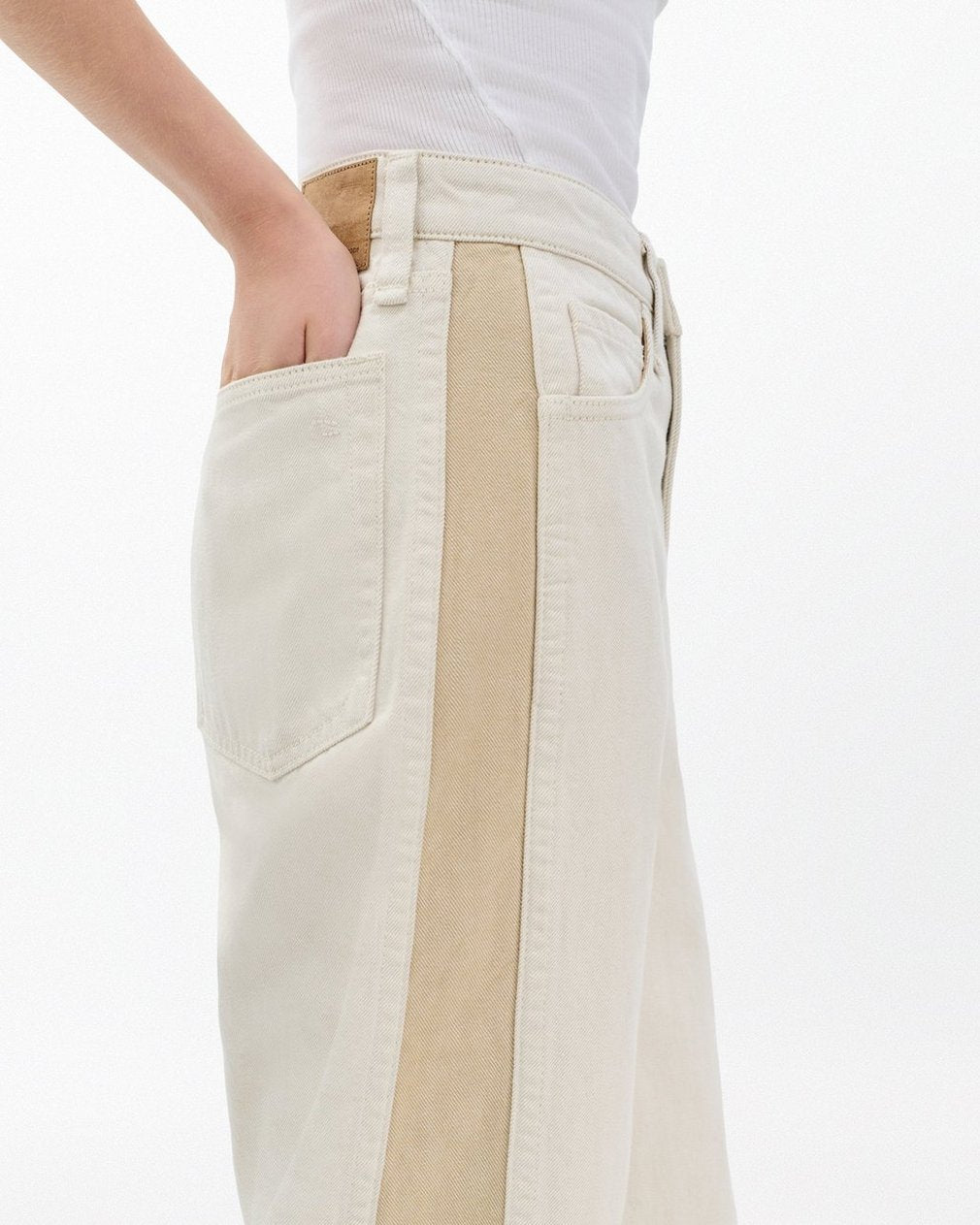 Logan Spliced Wide-Leg Jeans - Two Tone Stone