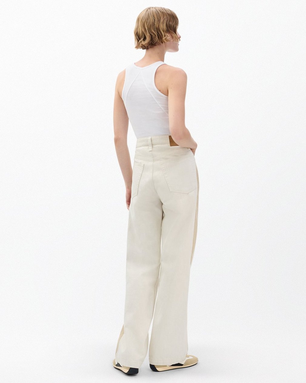 Logan Spliced Wide-Leg Jeans - Two Tone Stone