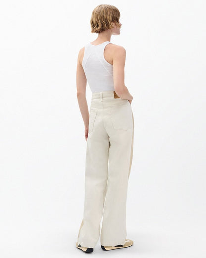 Logan Spliced Wide-Leg Jeans - Two Tone Stone