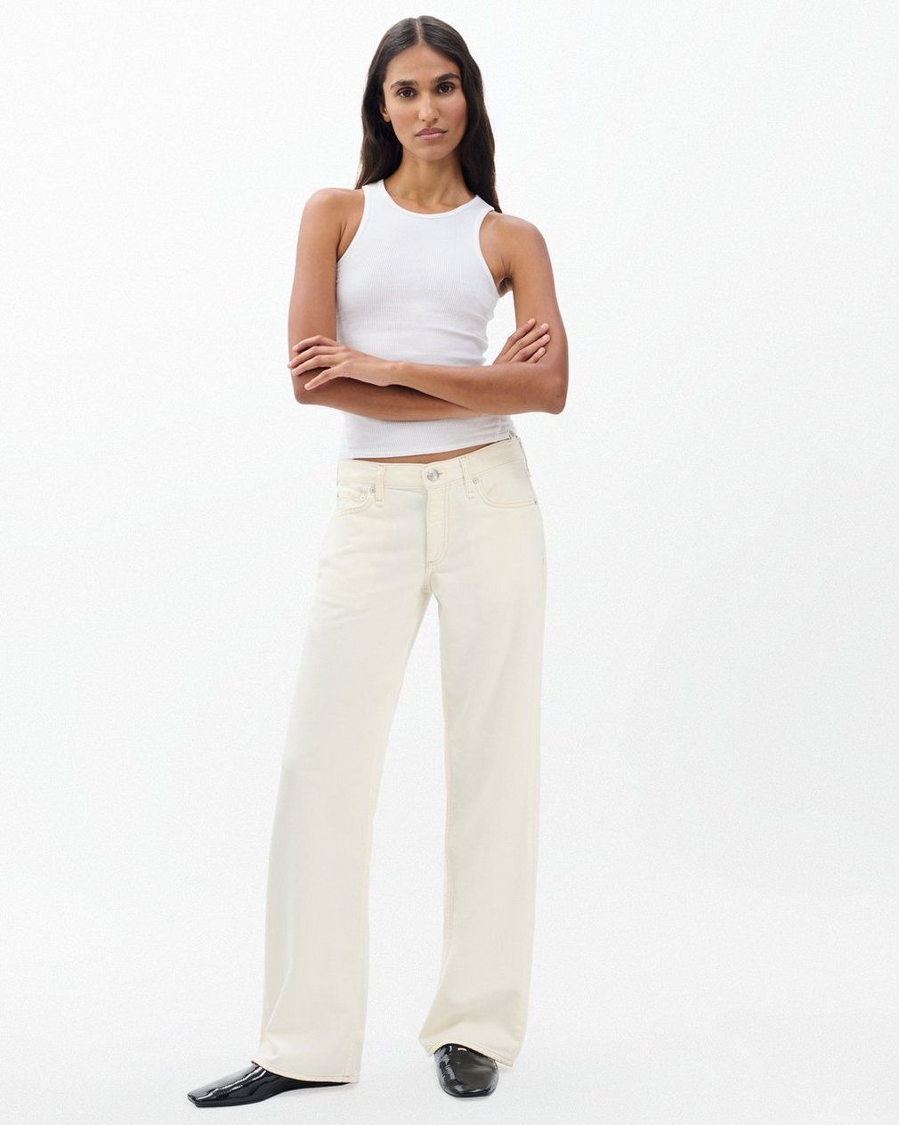Saige Relaxed Straight Jeans - Ecru