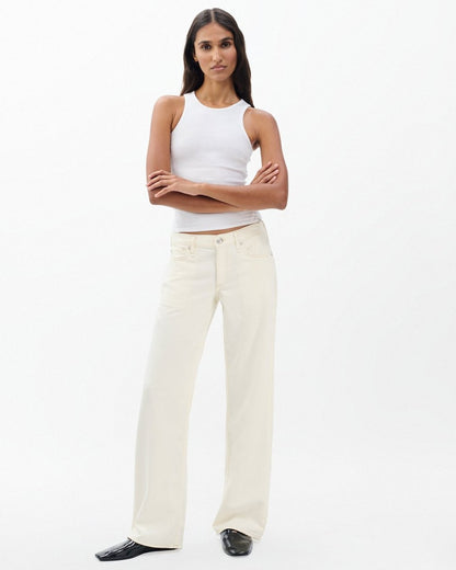 Saige Relaxed Straight Jeans - Ecru