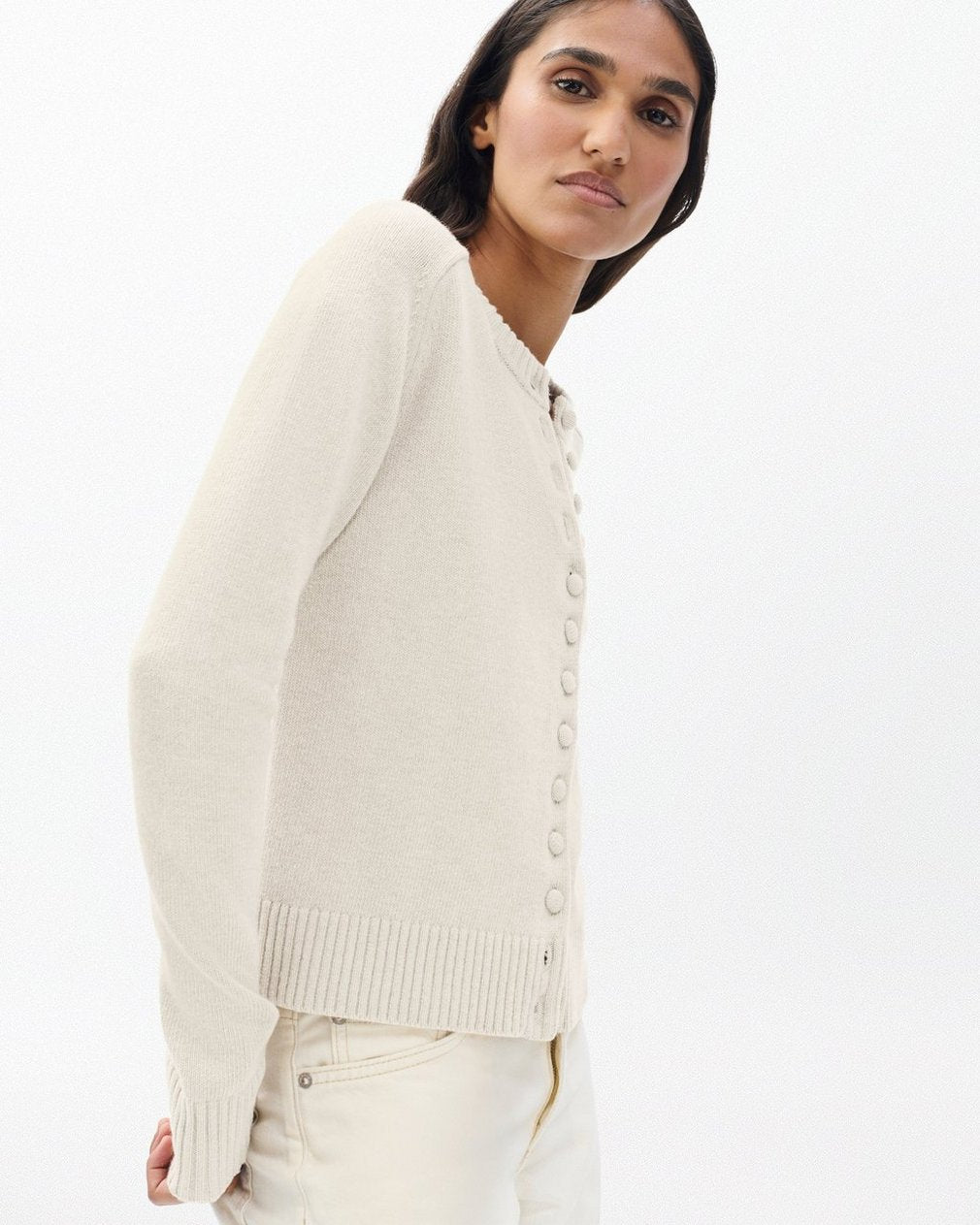 Wallace Crewneck Cardigan - Oatmeal