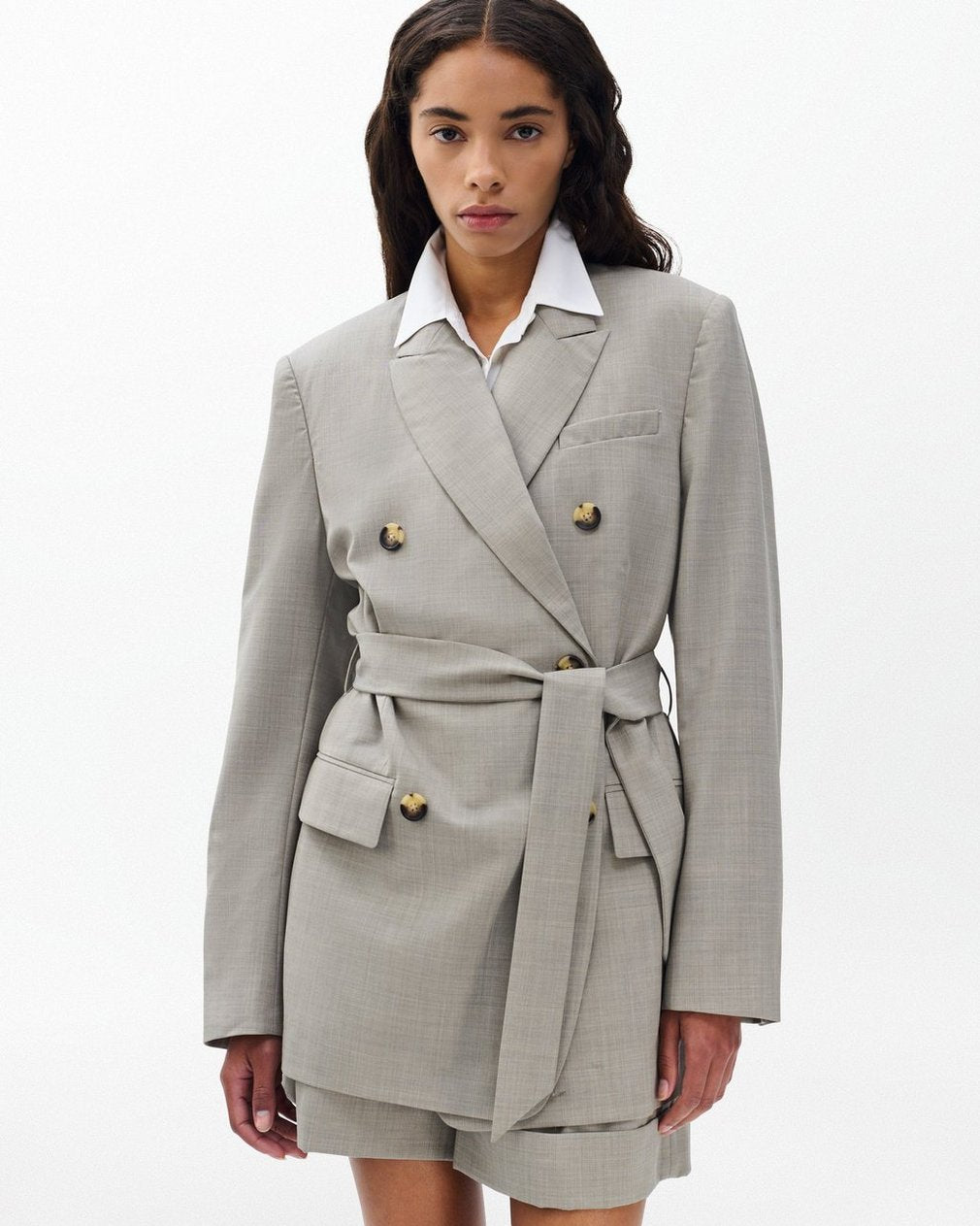 Virginia Italian Stretch Wool Blazer - Light Taupe
