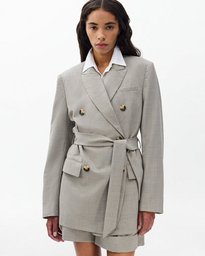 Virginia Italian Stretch Wool Blazer - Light Taupe