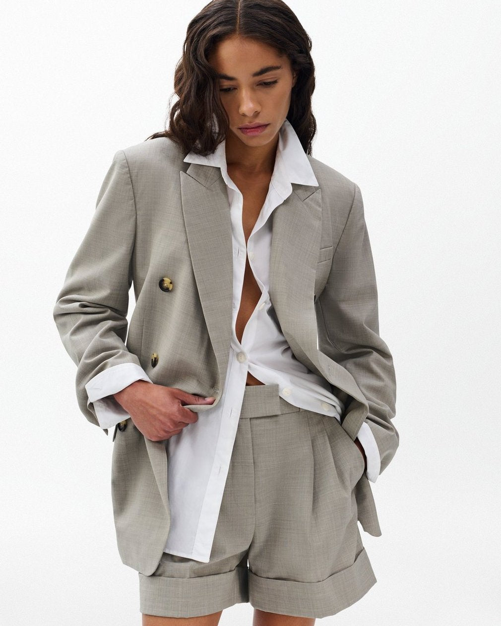 Virginia Italian Stretch Wool Blazer - Light Taupe
